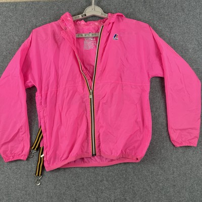 K-WAY Rain Windbreaker Jacket Bright Hot Pink Neon Nylon Kid s 12Y