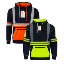 GM Hi Vis Hoodie Mens Class 3 Workwear Safety Fleece Pullover EN ISO 20471 Mens