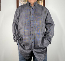 Roundtree Yorke Gold Label Button Down Shirt Top Men's XLT Gray Plaid