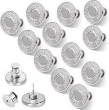 Ceryvop 12 Sets Buttons Pins for Jeans, No-Sew Replacement Jean Buttons for Loos