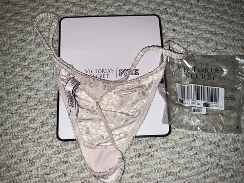 ❤️ XL VICTORIA'S SECRET ❤️ G V-STRING THONG SATIN ❤️ VERY SEXY IVORY STRETCH NEW - Picture 2 of 3