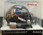 RAY LEWIS Auto Signed BALTIMORE RAVENS Mini Football Helmet BESKETT BAS STICKER