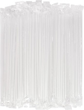  400 Pcs Clear Individually Wrapped Disposable Plastic Straws 7.5" longX0.23...