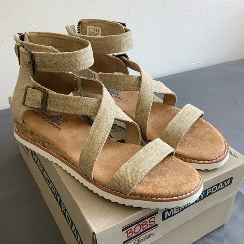 Sketchers Bobs Desert Kiss Golden Trail Natural High Sandal back Zip New Size 6 - 第 2/8 張圖片