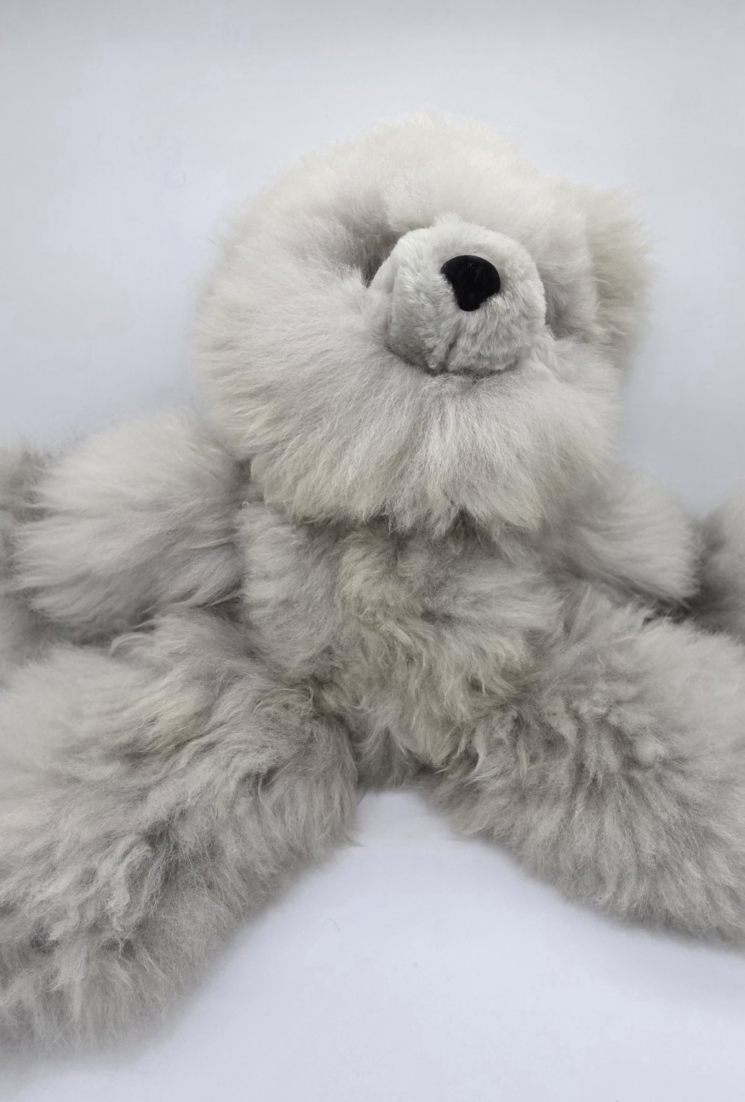 Large 21" Baby Alpaca Teddy Bear – Handmade Soft Gray Luxury Plush Peru