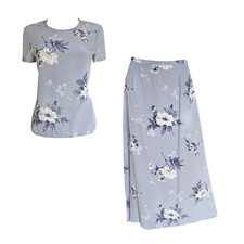 90s vintage silk two-piece skirt set