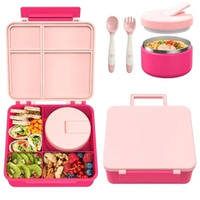 Bento Lunch Box with 8oz Soup Thermo, Kids Leakproof Lunch Food Containers wi...