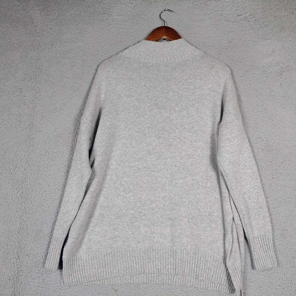 Suéter Ann Taylor Para Mujer Grande Gris Lana Mezcla Cachemira Acanalado Abertura Lateral Acogedor Foto 2 de 4