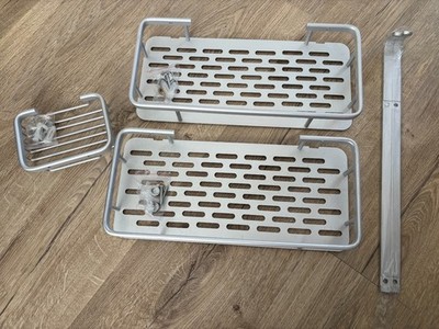 Silber Metall Duschbehälter x 2 Ablagen und Seifenschale Wandmontage
