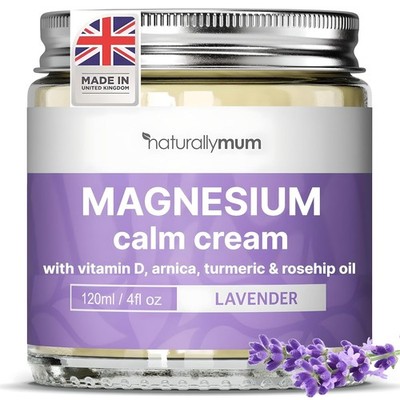 NaturallyMum Magnesium Calm Cream Vitamin D3 Lavender 4oz