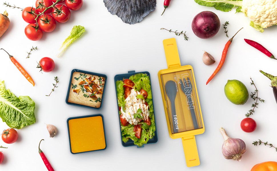 Bento Box Adult Lunch Box, Leakproof Eco-Friendly Staable Bento