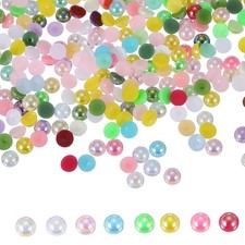 800 Pcs 8mm Multicolor AB Half Round Pearls Beads for Crafting