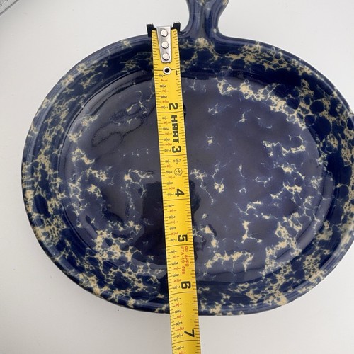 Vintage Bennington Potters Bistro Plate w/ Handle Pottery Marked 1897 dg Blue - Picture 8 of 11
