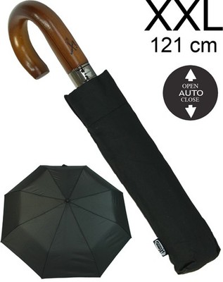 iX-brella Regenschirm XXL Herren-Taschenschirm Auf-Zu-Automatik 121cm Holzgriff
