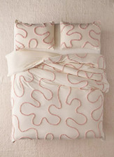 Cotton Boho Tufted Duvet Cover in cream   Cozy Bedding Set with Zipper Closure