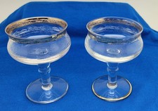 6 Murano Glas Medici Sektschalen Dessertschalen Gold Rand Glasmuster