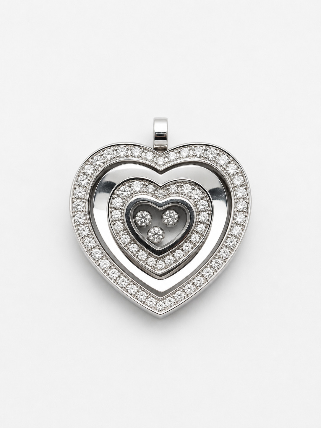 Chopard Happy Diamonds Double Heart Pendant 18ct White Gold Diamond Pendant Only