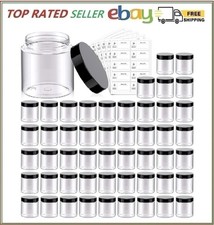 50 Pack 4 OZ Plastic Jars Round Clear Cosmetic Container with Black Lids Eternal