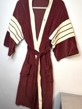 Vintage Christian Dior Monsieur Velour Robe Bathrobe One Size Maroon Burgundy