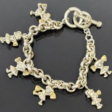 Cheerleading Charm Bracelet Silver Tone With Gold Accents 8  