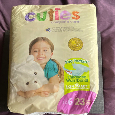 Cuties Complete Care Baby Disposable Diapers Size 6, 23 Count, 35+ lbs