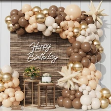 Neutral Balloon Arch Kit 148Pcs Boho Brown Sand White and Gold Latex Balloon ...