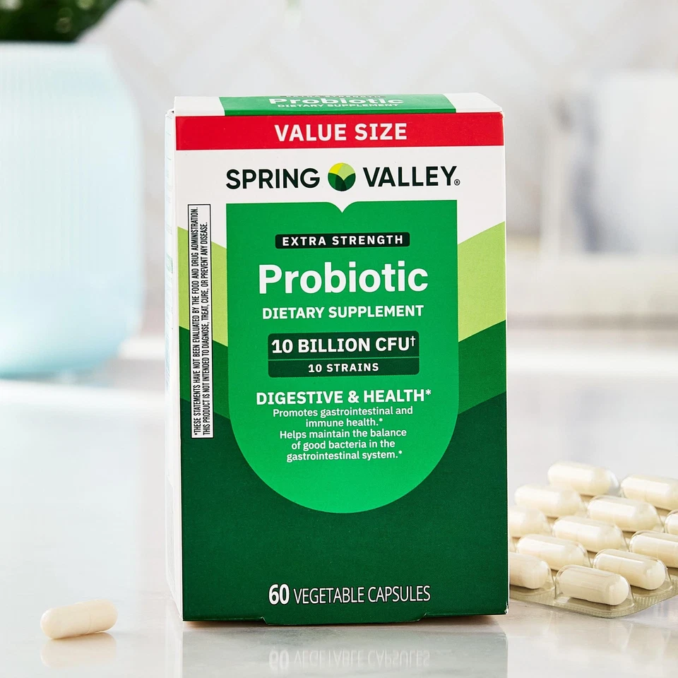 Spring Valley Extra Strength Probiotic Digsetive Capsules, 10 Billion CFU, 60 Ct - Image 2 of 4