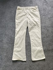 Vtg 70s Sears Jean Joint Pants Beige Khaki Disco Bell Bottoms Flare
