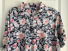 Bad Birdie Tropical Floral Golf Polo Shirt Short Sleeve Button Up Men s L Sporty