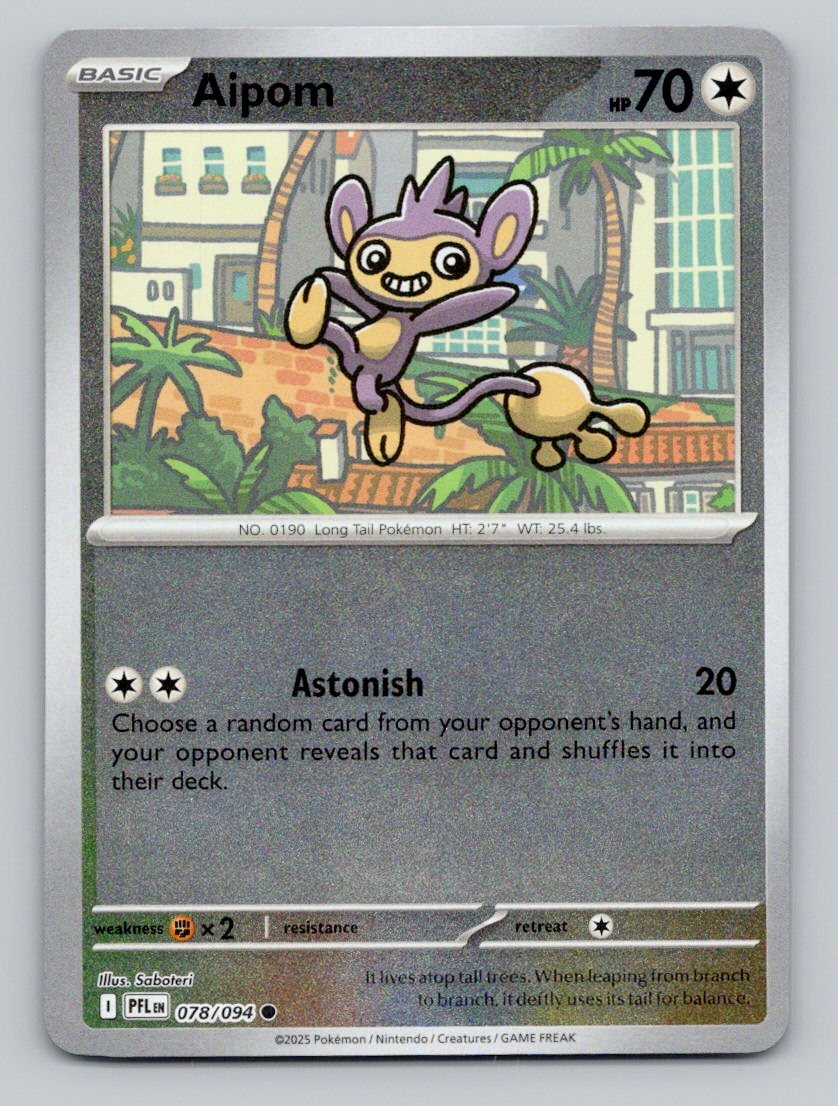 Reverse Holo Aipom 078/094 Common Phantasmal Flames Pokemon