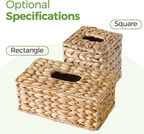 Tissue Box Cover, Square Wicker Tissue Box Holder Facial Tissues Boxes, Hand Wov - Picture 6 of 12
