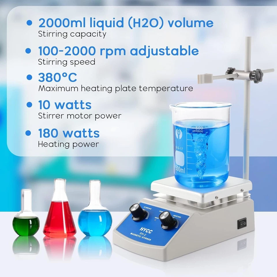 High-Performance Magnetic Stirrer Hot Plate - 716°F, 100-2000RPM Precision - Image 4 of 4