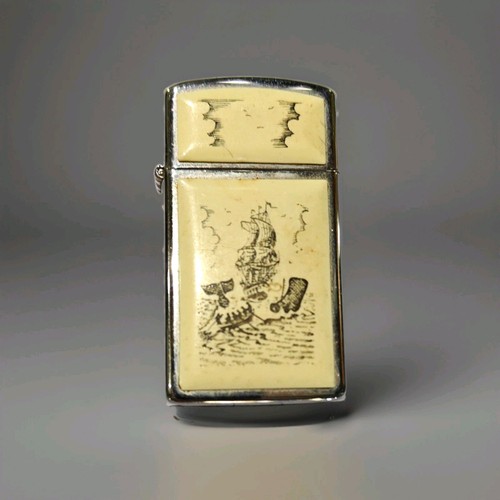 Zippo Bradford, PA Collectible Lighter Ship Nautical Scene White Insert