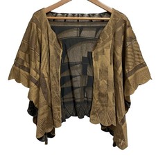 PLEATS PLEASE ISSEY MIYAKE A-POC INSIDE Shawl Cardigan Size 3 Beige Women USED