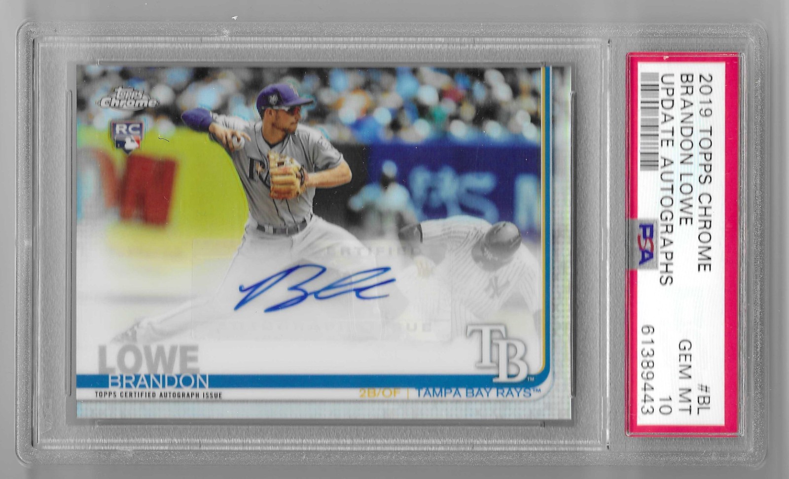 Brandon Lowe 2019 Topps Chrome Update Auto Rookie #CUA-BL PSA 10 Tampa Bay Rays