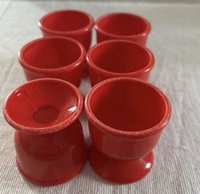 6 x emsa Eierbecher in rot 70er Jahre aus Hartplastik Vintage 5cm x 4,7cm