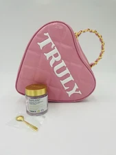 Truly Beauty Pink Heart Bag w Truly Glazed Donut Whipped Shave Butter .07 fl oz