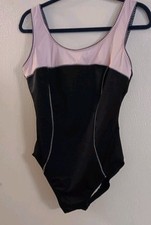 Vtg Miracle Suit 12 DD Black Pink Full Coverage One Piece Swimsuit .....READ