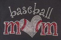 Rhinestone Baseball Mom With Heart Iron-on Transfer, Tanktops, 9x5.5 Inches Rhinestone Baseball Mom With Heart Iron-on Transfer, Tanktops, 9x5.5 Inches