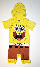 Spongebob Nickelodeon Boy / Girl Pajama Hooded Romper with front Zipper size XS