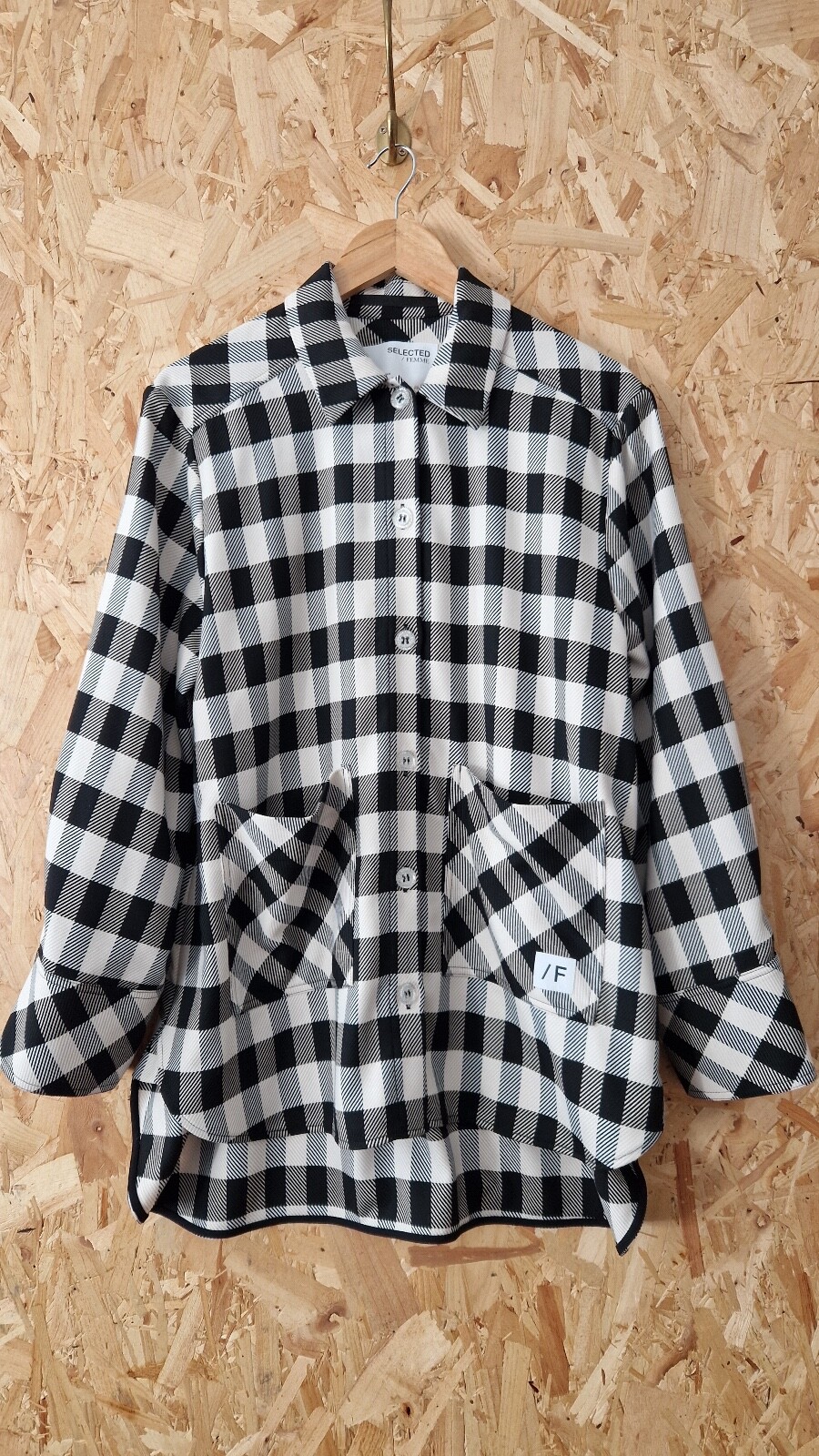 Selected Femme Checked Shacket Size 10 Eu 36