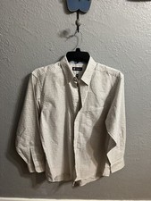 Chaps  Dress Shirt Mens Size 16 to 16.5  32/33 Classic Fit Oxford  White Plaid
