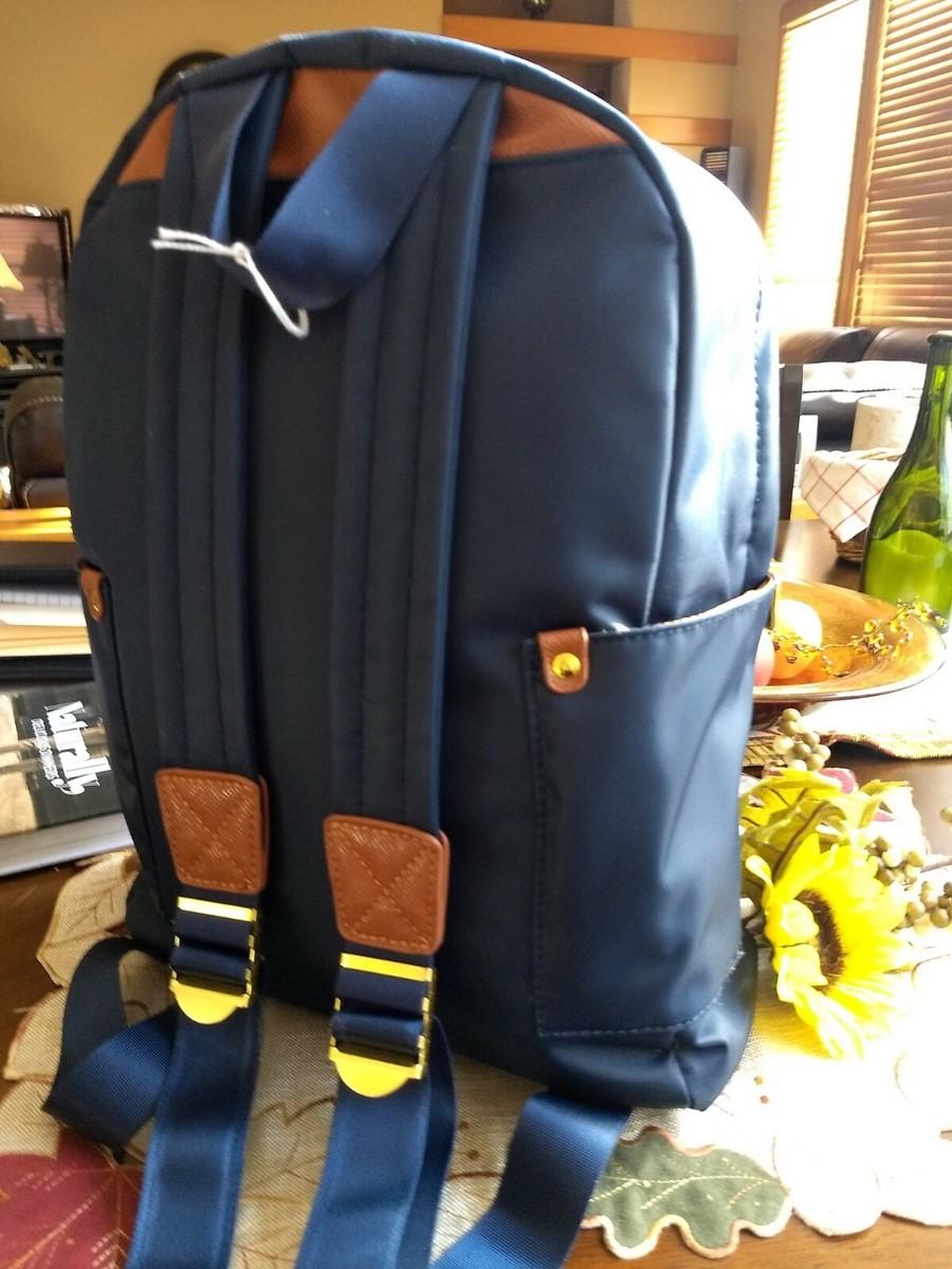 Adrienne Vittadini Navy Blue Nylon Business Travel Backpack | eBay