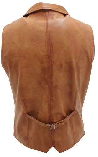 Men's Classic Smart Black, Tan, Burgundy & Vintage Black 100% Leather Waistcoat - Picture 9 of 9