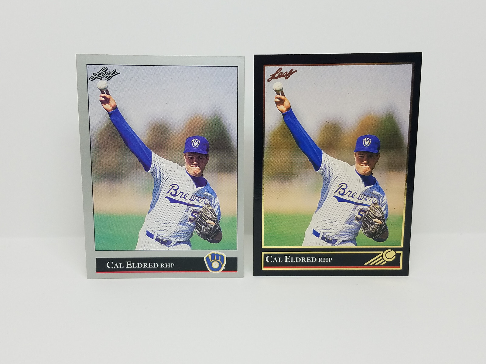1992 Leaf #2 Cal Eldred, Milwuakee Brewers - Base Card & Black Gold Parallel