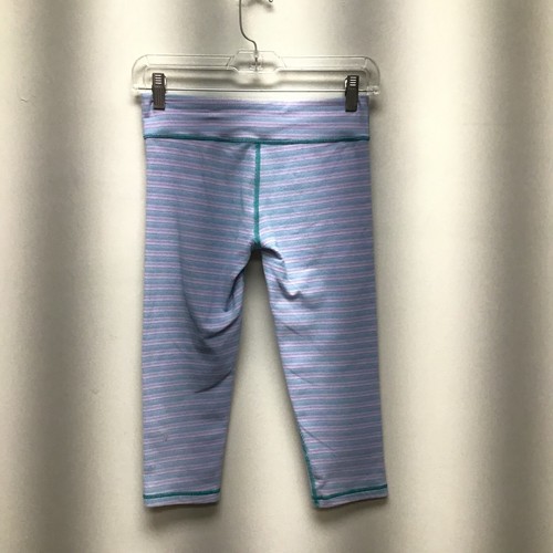 Ivivva by Lululemon Athletica Girls Teal & Pink Striped Cropped Leggings 12 - Picture 3 of 11