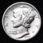 1927 Mercury Silver Dime Nice AU FREE SHIPPING