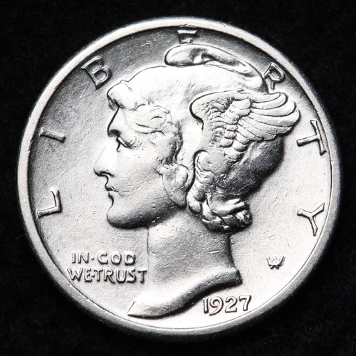1927 Mercury Silver Dime Nice AU FREE SHIPPING