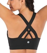 Sports Bra for Women, Criss-Cross Back Padded Strappy Sports Bras Medium