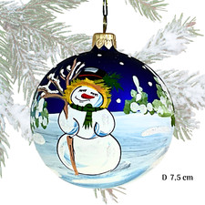 Boule Noël Verre soufflé Peint à la main D 7,5 cm Décoration Sapin Arbre de Noël